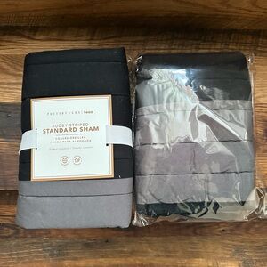 Pottery Barn Teen Black and Gray Striped Shams